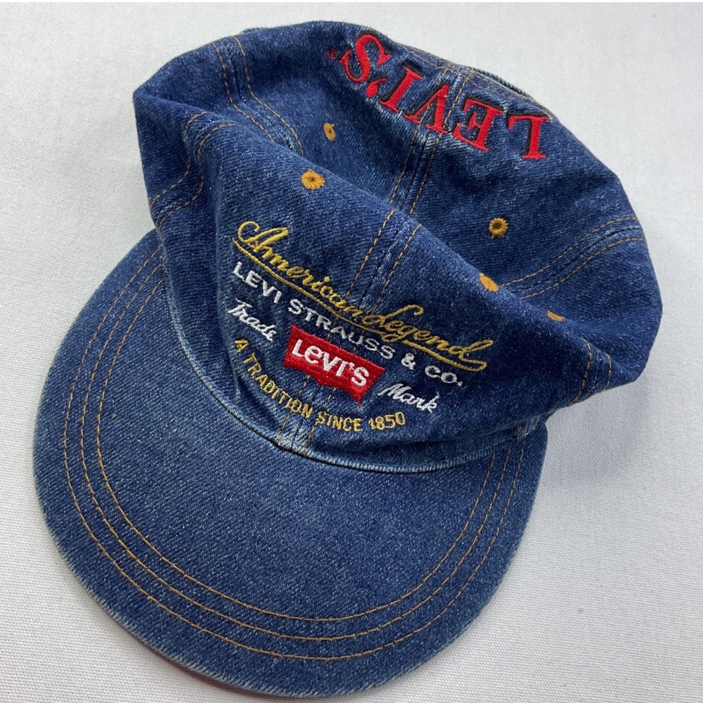 Vintage Levis 90s Denim Baseball Cap Blue American Legend‎ Logo Embroidered Hat